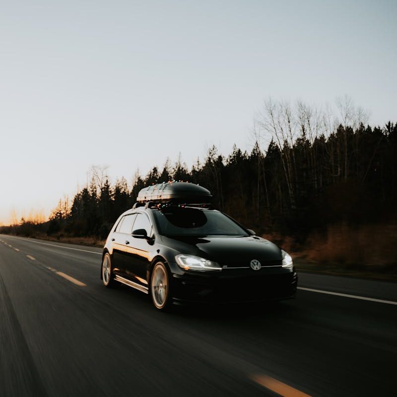 Car with Roof Cargo Box